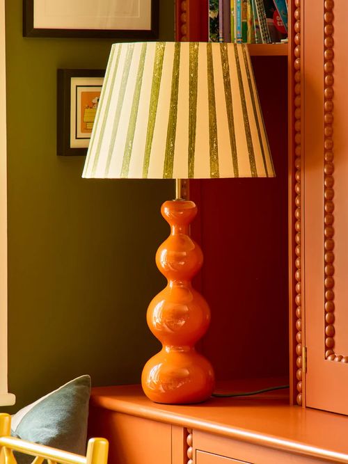 Smaller Wobster Table Lamp in Burnt Orange Lacquered Wood