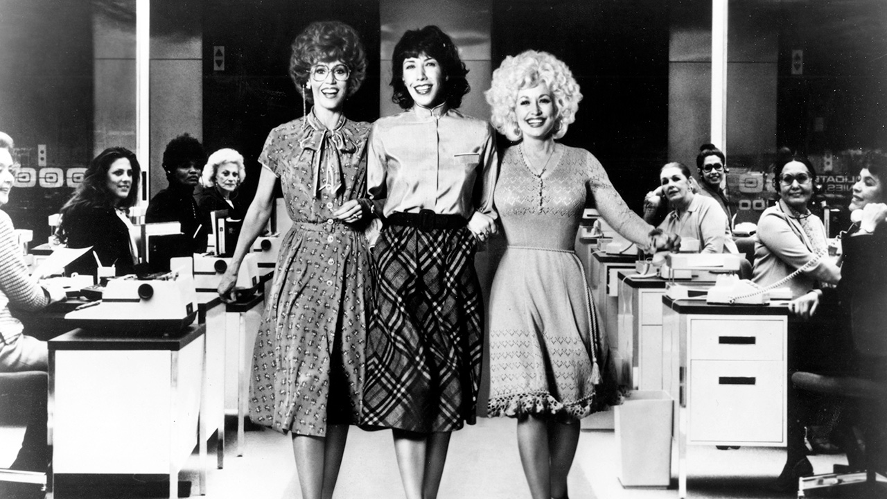Jane Fonda, Lily Tomlin and Dolly Parton in an original still from 9 to 5