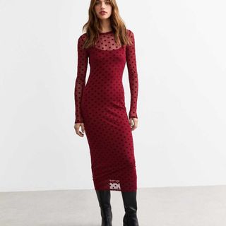 mesh midi dress