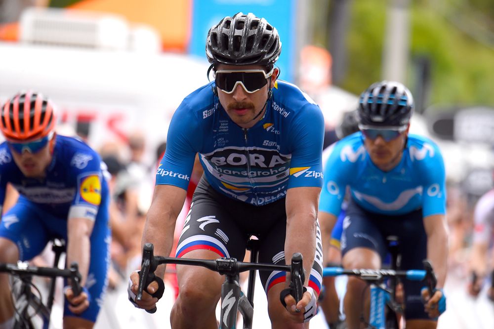 Peter Sagan finishes stage 4 at the Tour Down Under