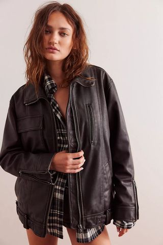 Free People We The Free Buckle Up Vegan Leather Jacket