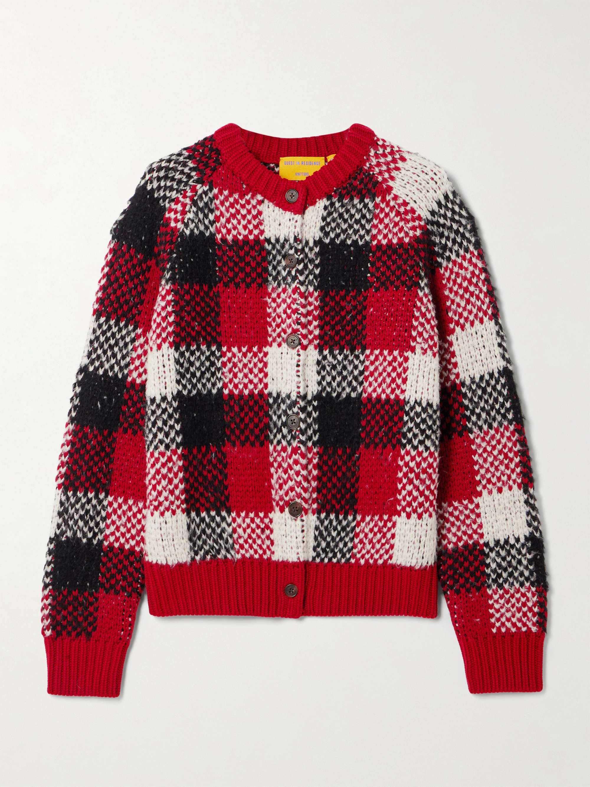 Checked Wool-Blend Cardigan