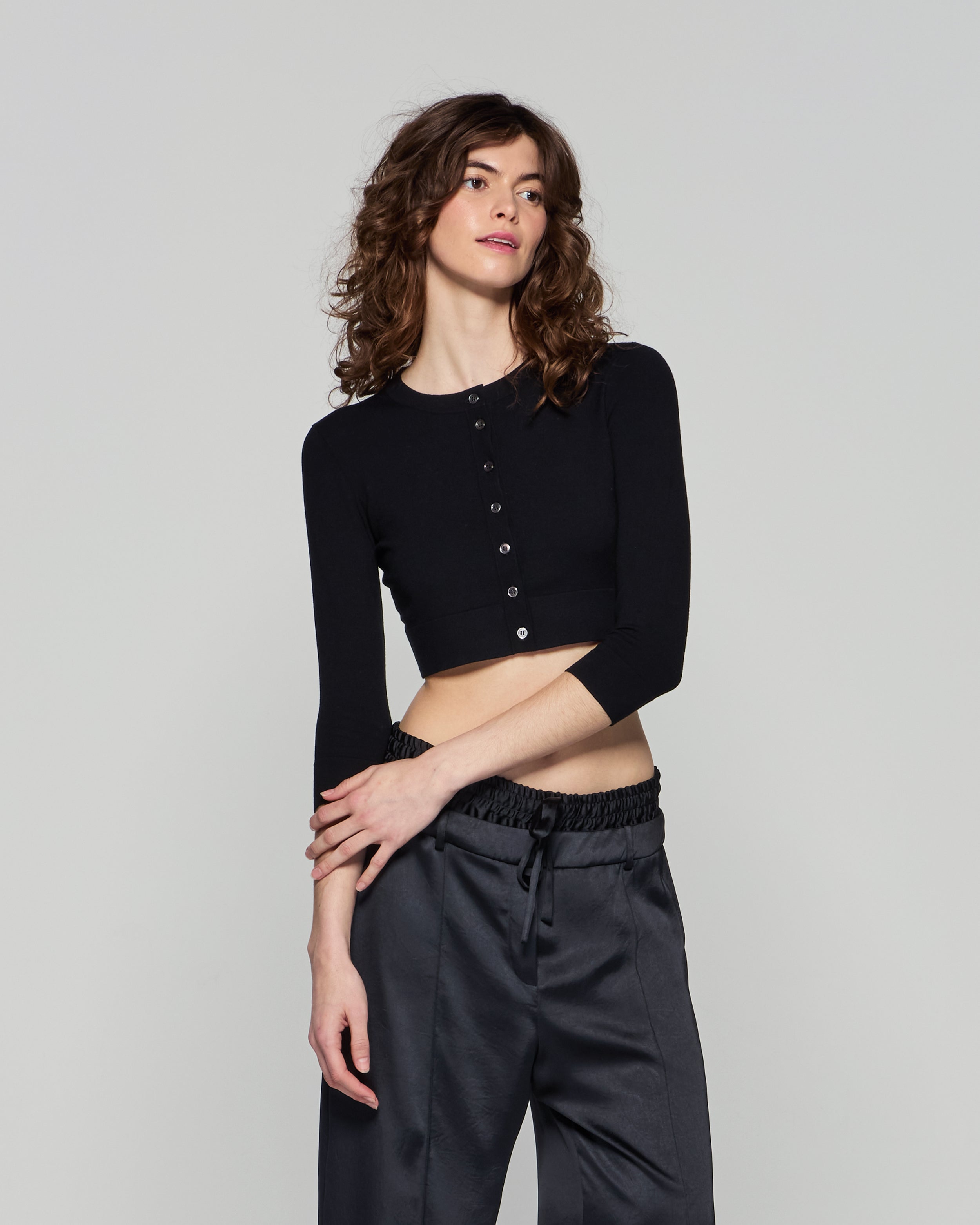 Serena Bute London Fitted Cropped Cardigan - Black for Women Ladies