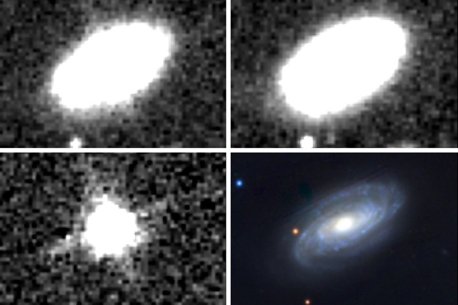 Empat gambar noda cahaya terang berubah menjadi lubang hitam yang melahap bintang di galaksi yang jauh