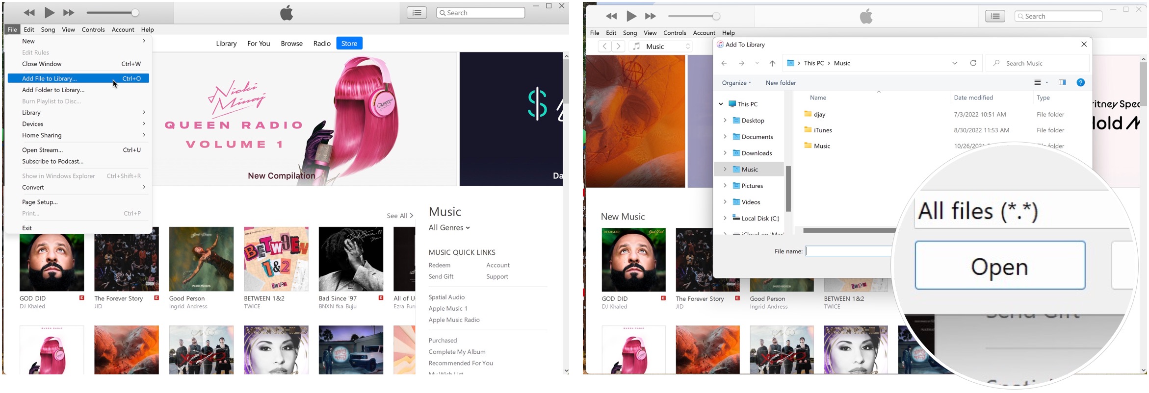 Add content  to iTunes