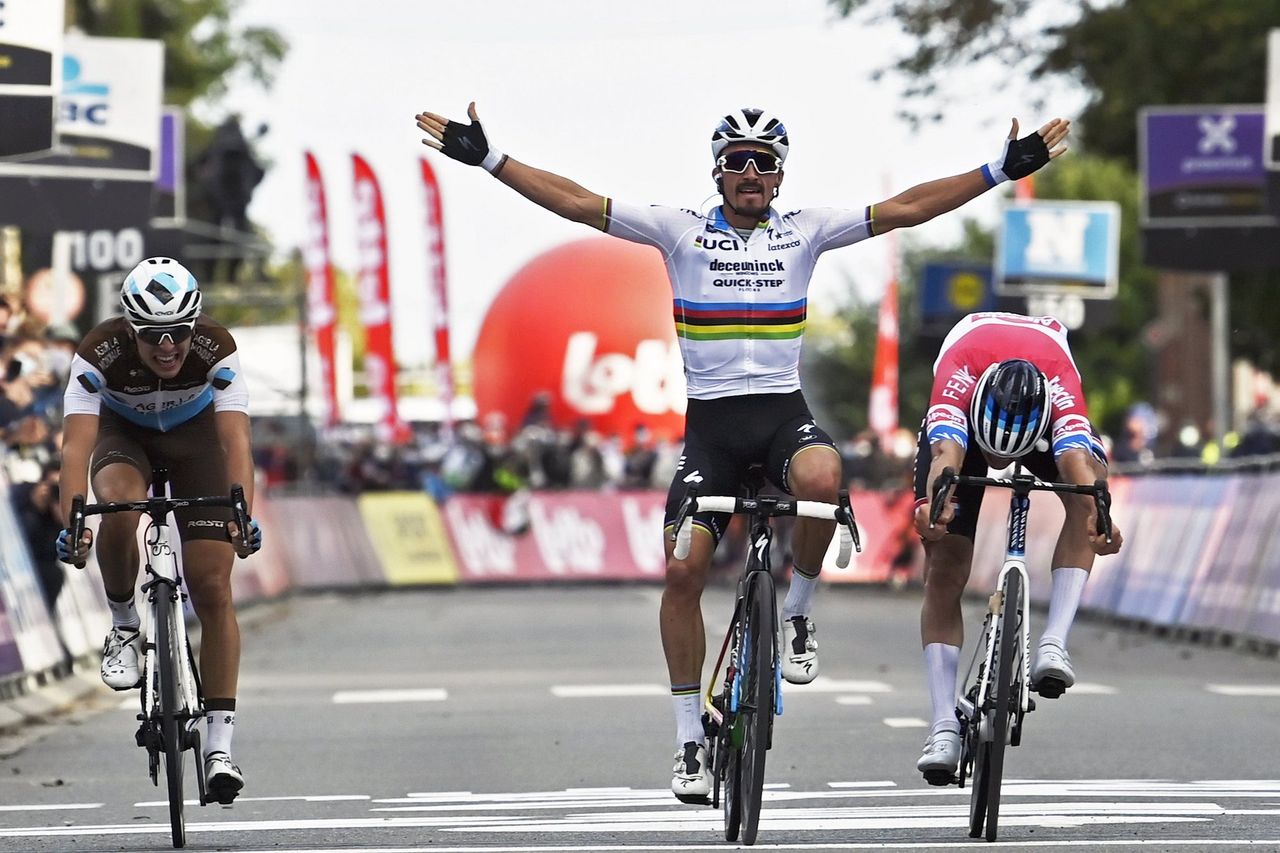 De Brabantse Pijl 2020 La Fleche Brabanconne 60th Edition Leuven Overijse 197km 07102020 Julian Alaphilippe FRA Deceuninck Quick Step Mathieu Van Der Poel NED Alpecin Fenix photo Nico VereeckenPNBettiniPhoto2020
