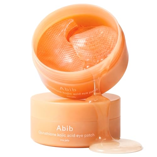 Abib Glutathione Kojic Acid Eye Patches for Radiance Dark Circles &amp;amp; Dark Spots, With Tone-Up Jelly, 60 Count, Korean Skin Care