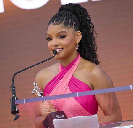 Halle Bailey speaks onstage during the 2024 ESSENCE Black Women In Hollywood Awards Ceremony at Academy Museum of Motion Pictures on March 07, 2024 in Los Angeles, California.