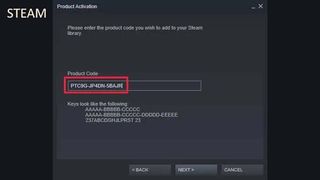 Steam code activation.