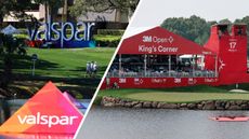 (left) Valspar Championship general view and (right) 3M Open 17th green general view