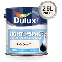 Dulux Light &amp; Space Matt Emulsion Paint For Walls And Ceilings - Soft Coral 2.5L | Was £33.03, now £25.73 on Amazon