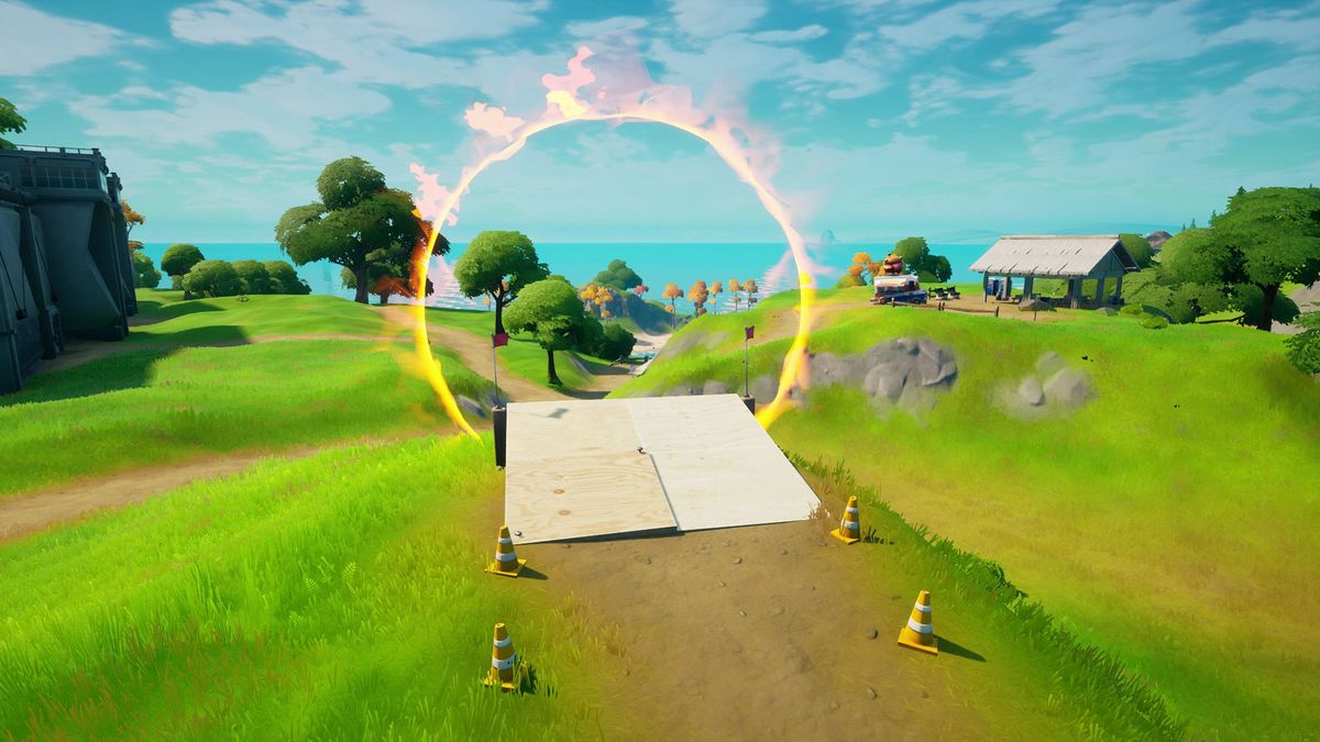 Fortnite flaming rings locations Where to drive through flaming rings