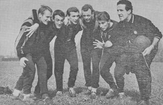 Inter manager Helenio Herrera (far right) and his players