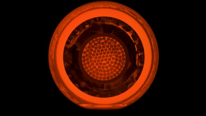 a series of bright red concentric rings on a black background