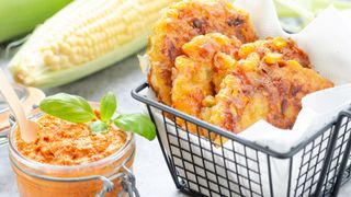 Sweetcorn, lime and chilli fritters