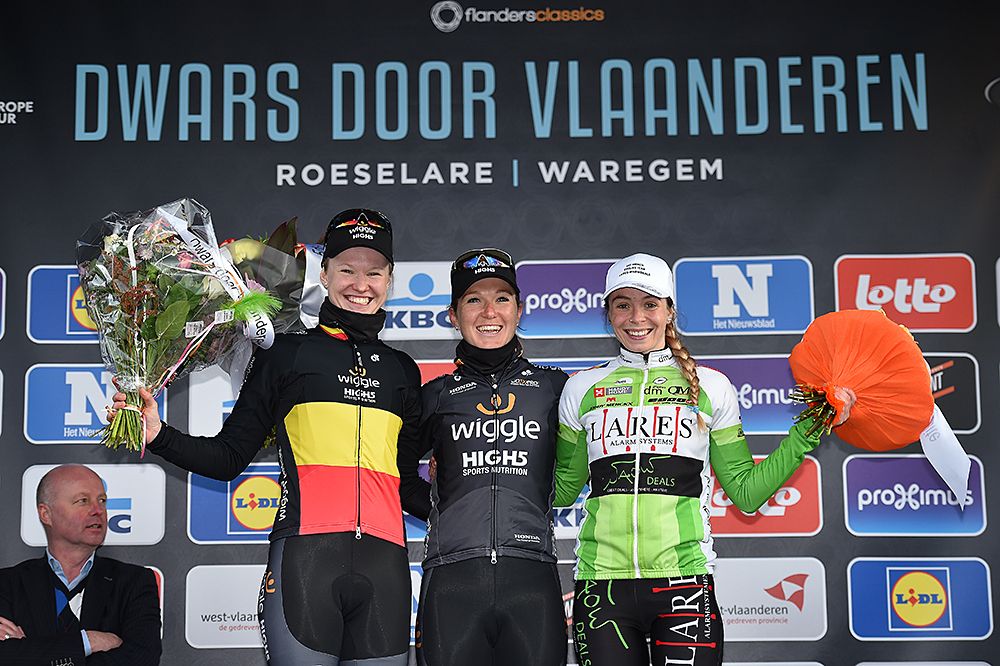 Dwars door Vlaanderen women's race podium