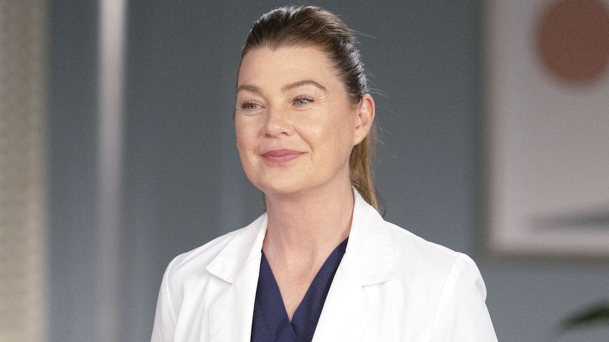 Meredith Grey smiles on Grey&#039;s Anatomy.