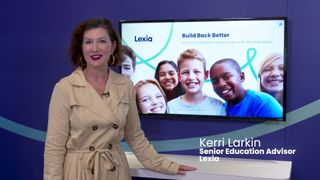 Lexia Learning spokeswoman with kids in background