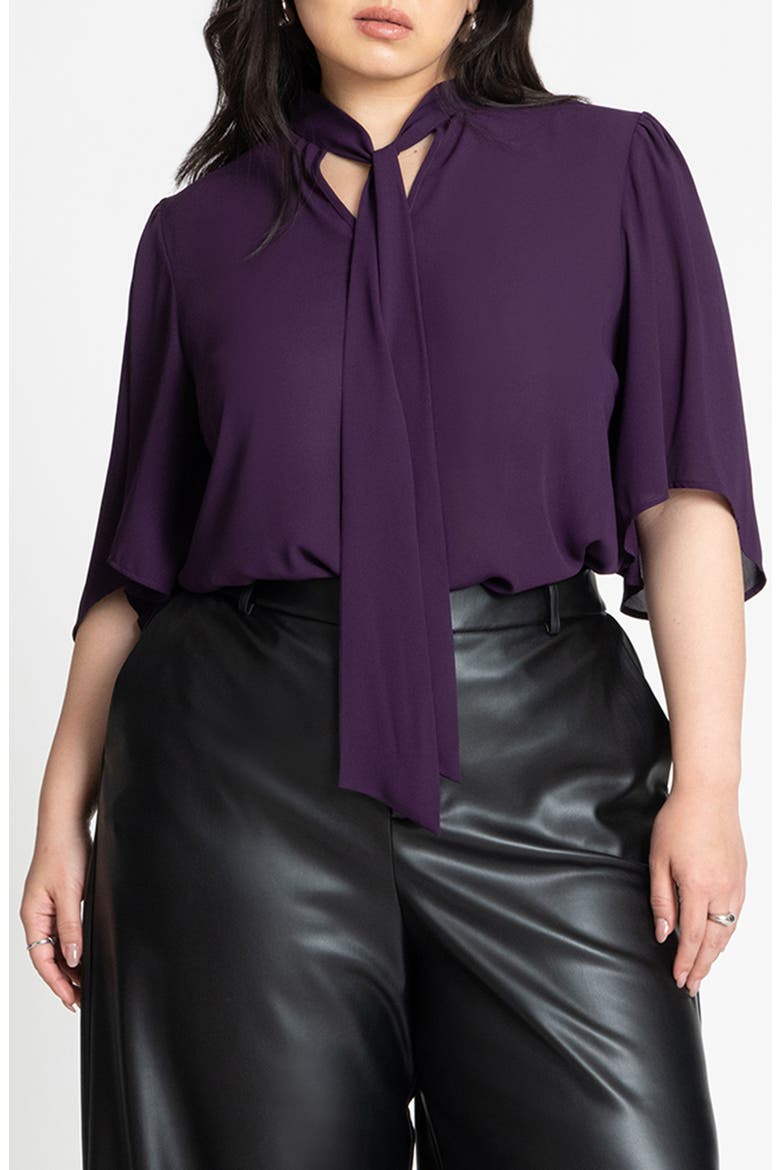 Bow Blouse With Flutter Sleeve