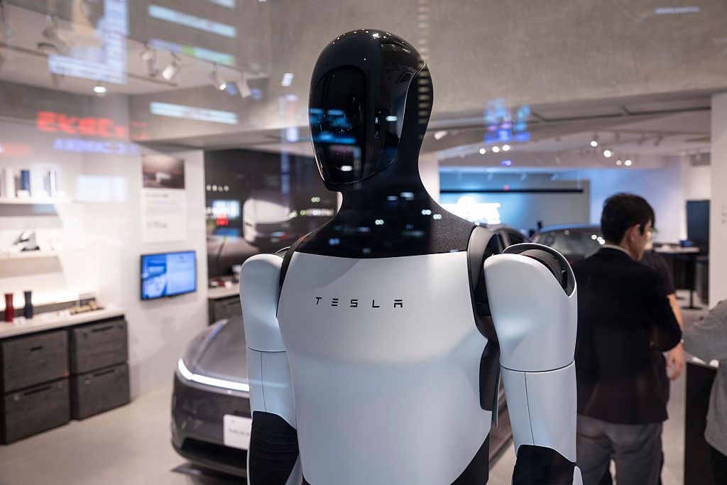 Tesla Optimus humanoid robot on display inside the Tesla pop-up store near Shibuya crossing, Tokyo