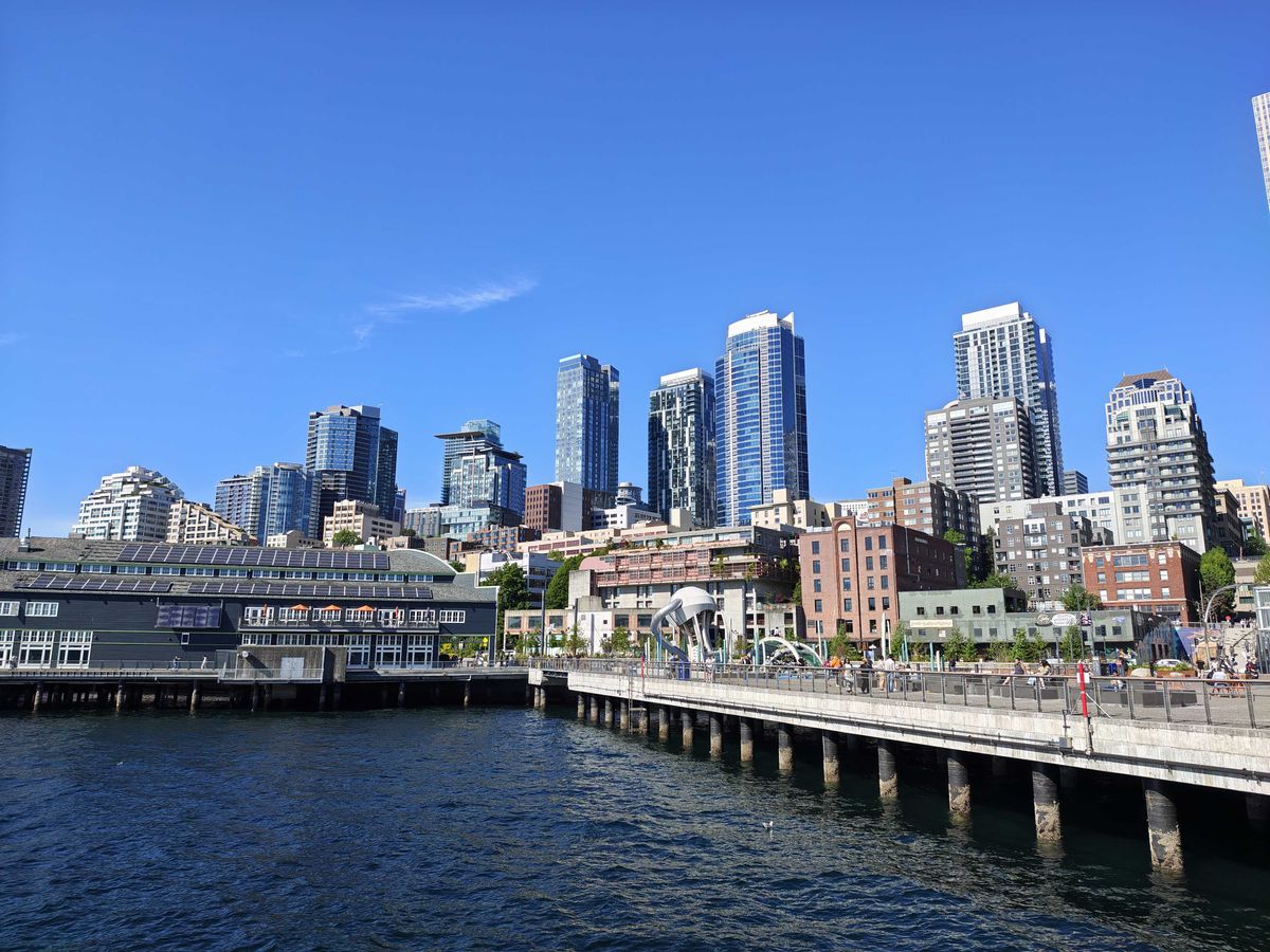 High rise buildings above a pier