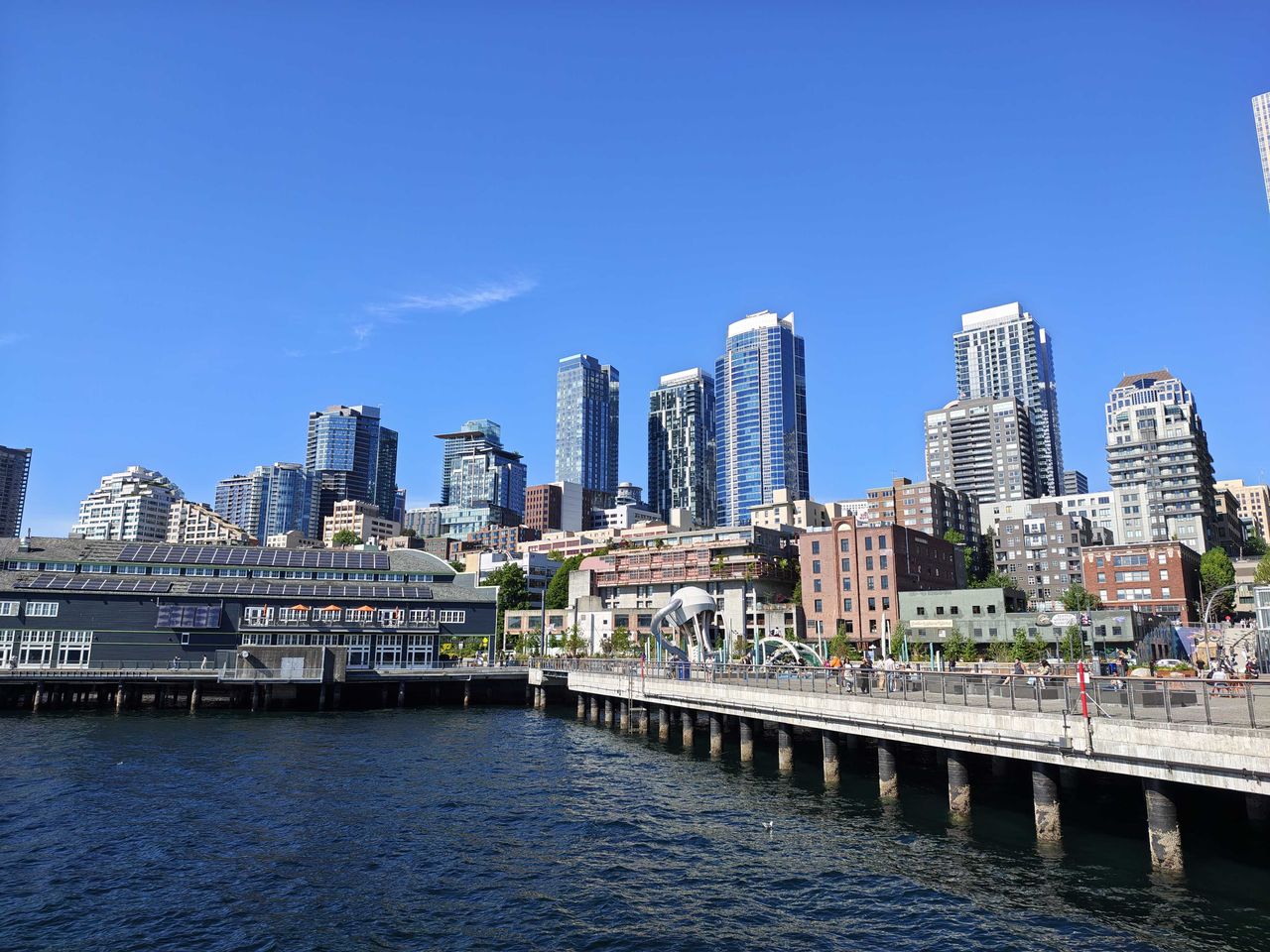 High rise buildings above a pier