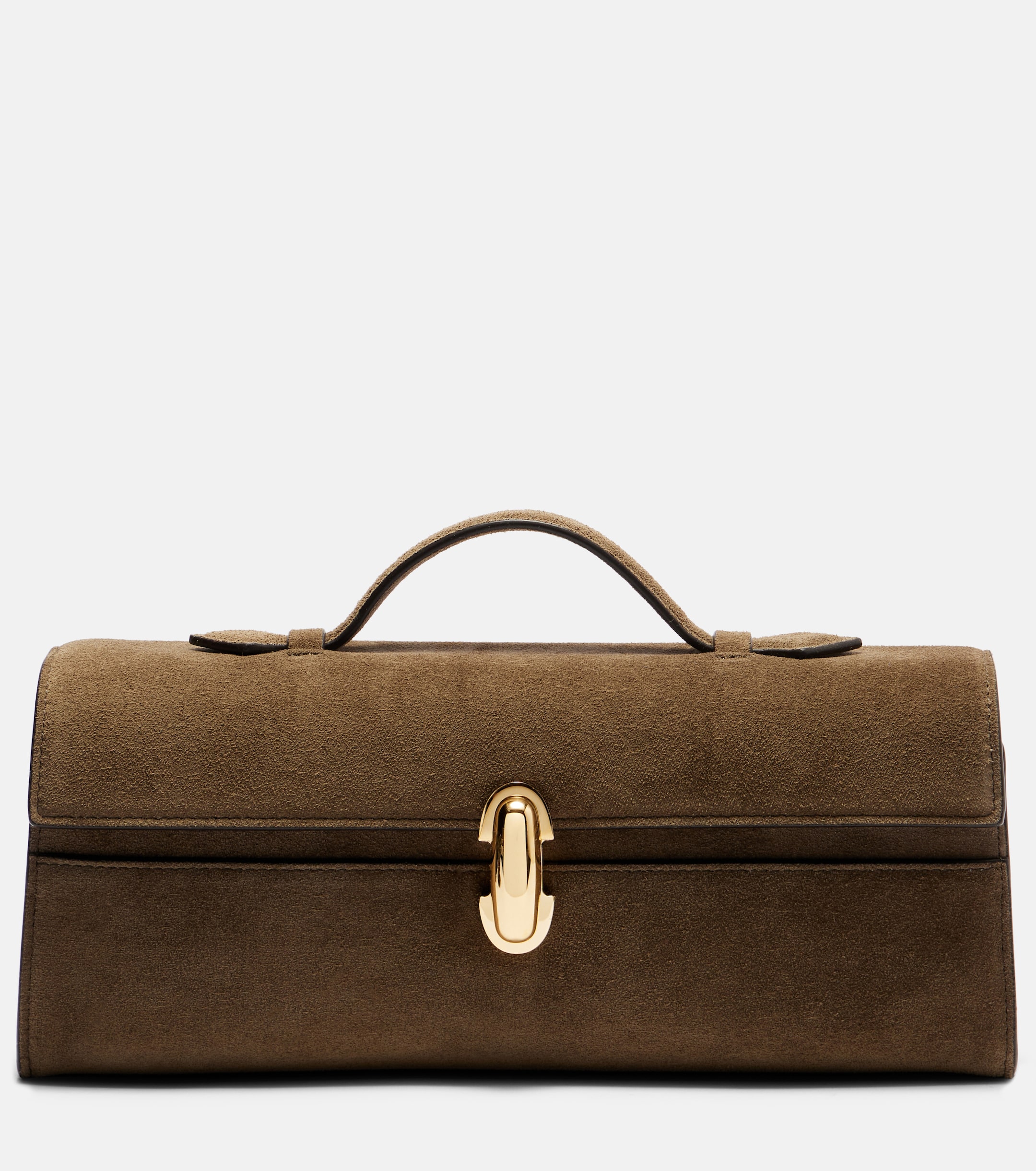 savette slim symmetry pochette bag in suede