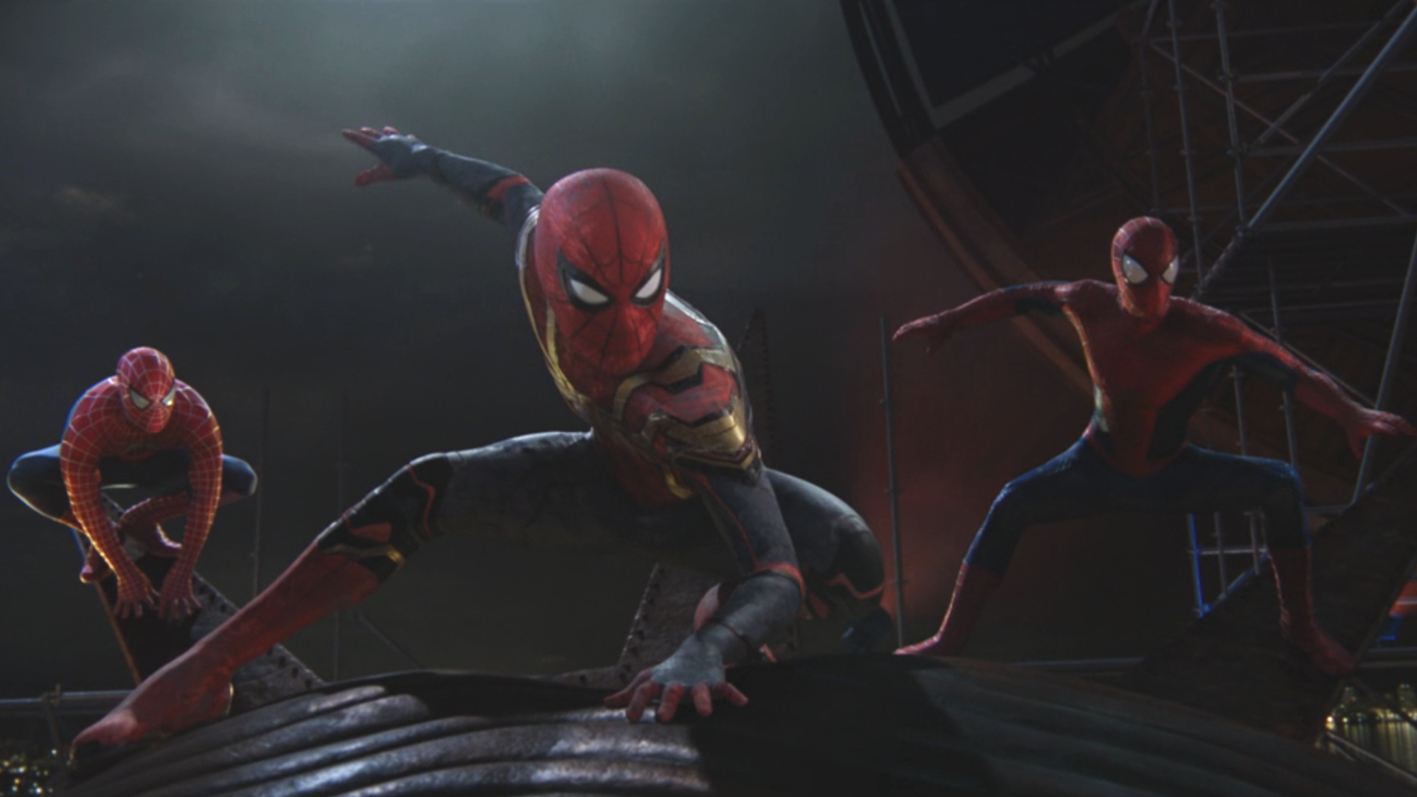 The Spider-Men assemble in Spider-Man: No Way Home.