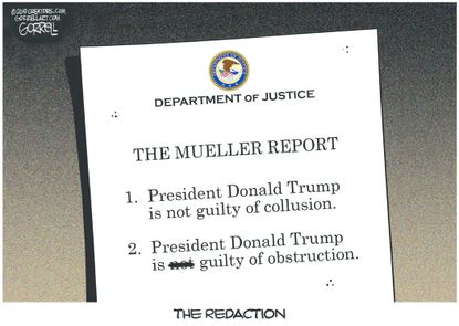 Political Cartoon U.S. Mueller report final redactions