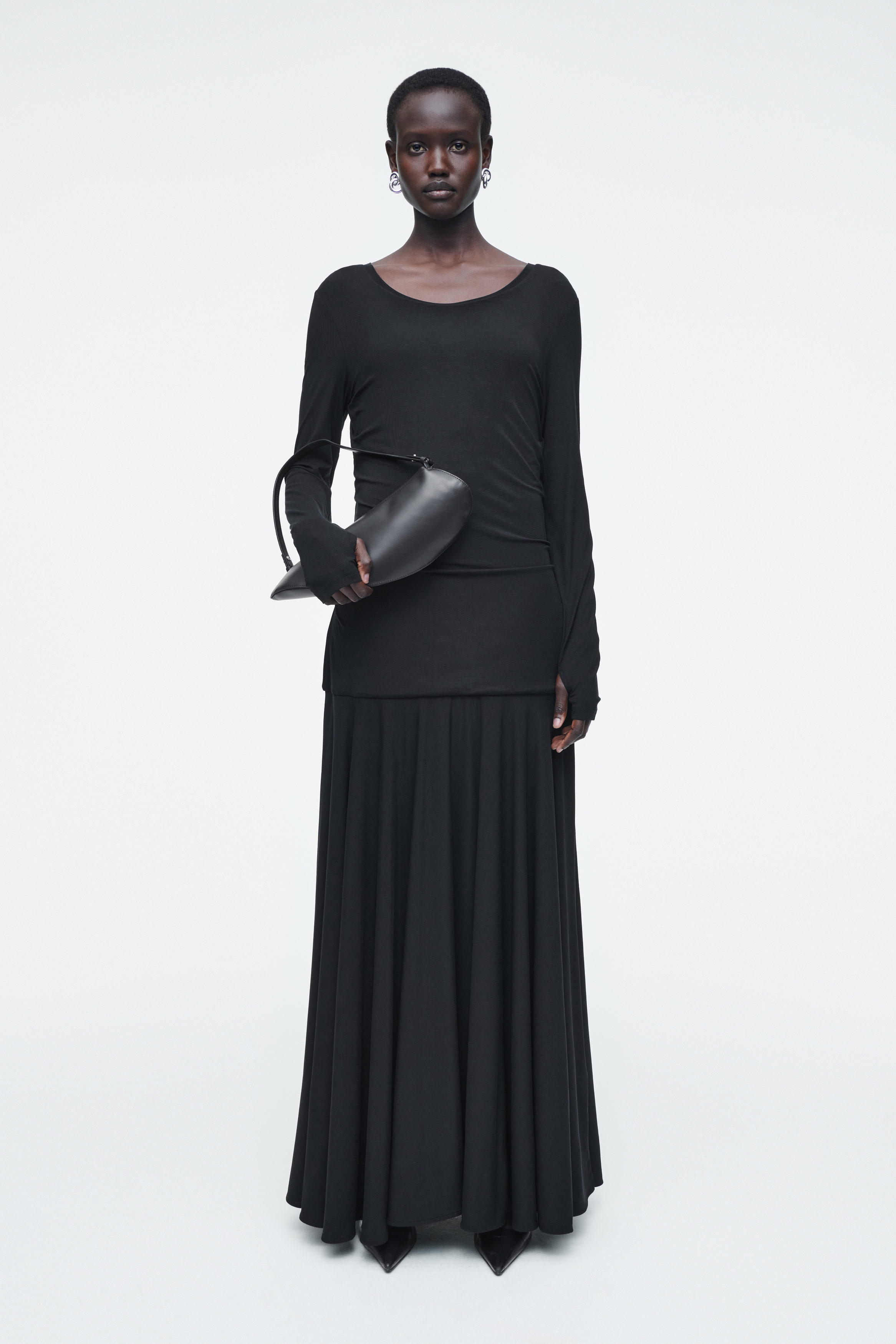 Dropped-Waist Jersey Maxi Dress