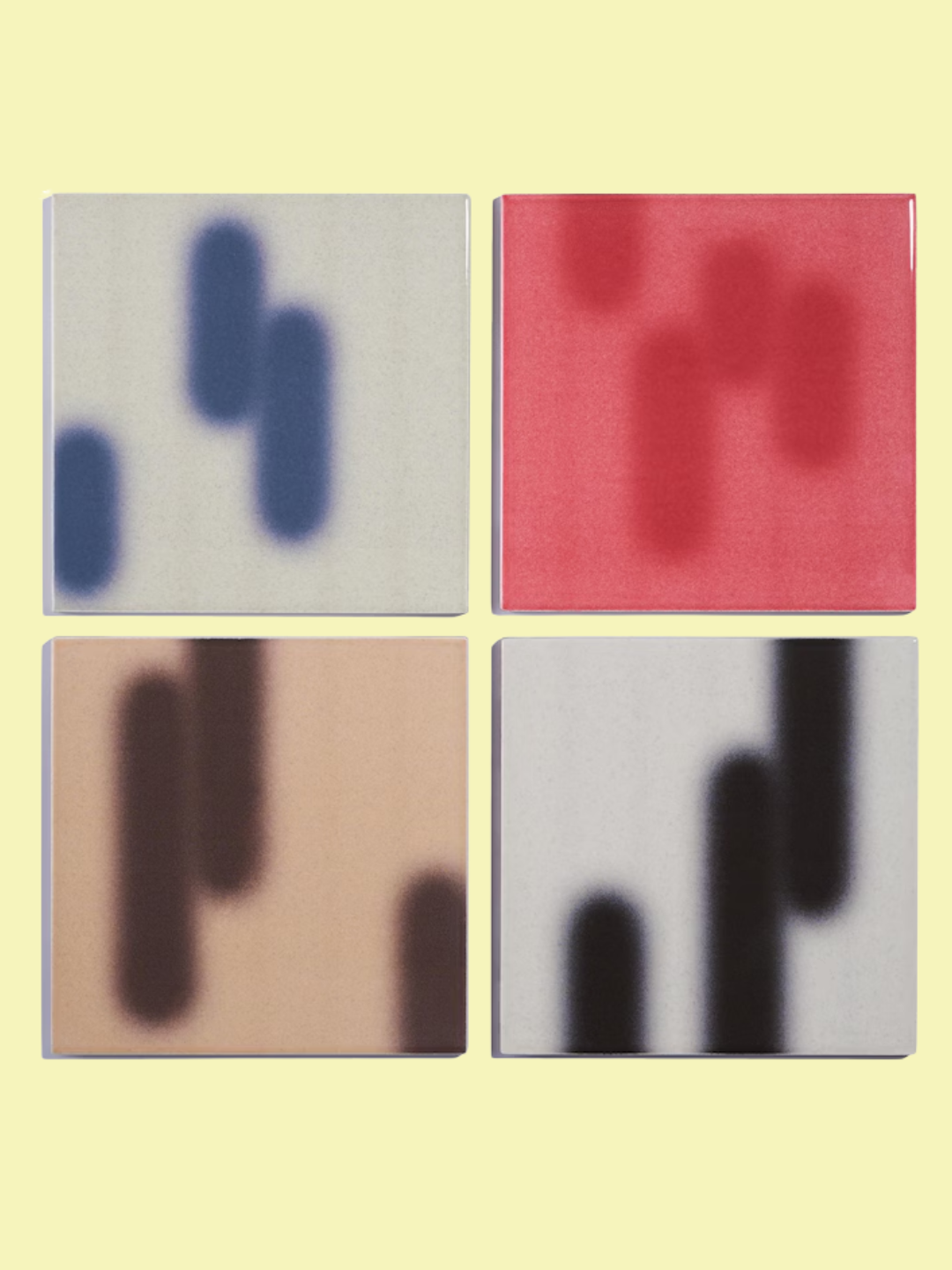 A set of four abstract porcelain wall tiles from VerdadTiles on Etsy