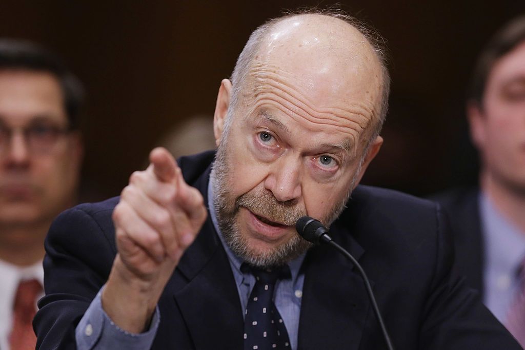 Atmospheric physicist and Columbia University Earth Institute adjunct professor James Hansen testifies before the Senate Foreign Relations Committee during a hearing about the proposed Keystone XL pipeline project on Capitol Hill, on March 13, 2014.