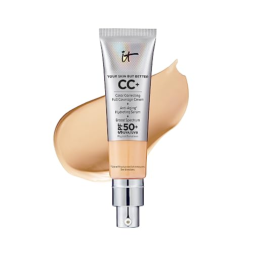 It Cosmetics Your Skin But Better Cc+ Cream, Medium (w) - Color Correcting Cream, Full-Coverage Foundation, Hydrating Serum & Spf 50+ Sunscreen - Natural Finish - 1.08 Fl Oz