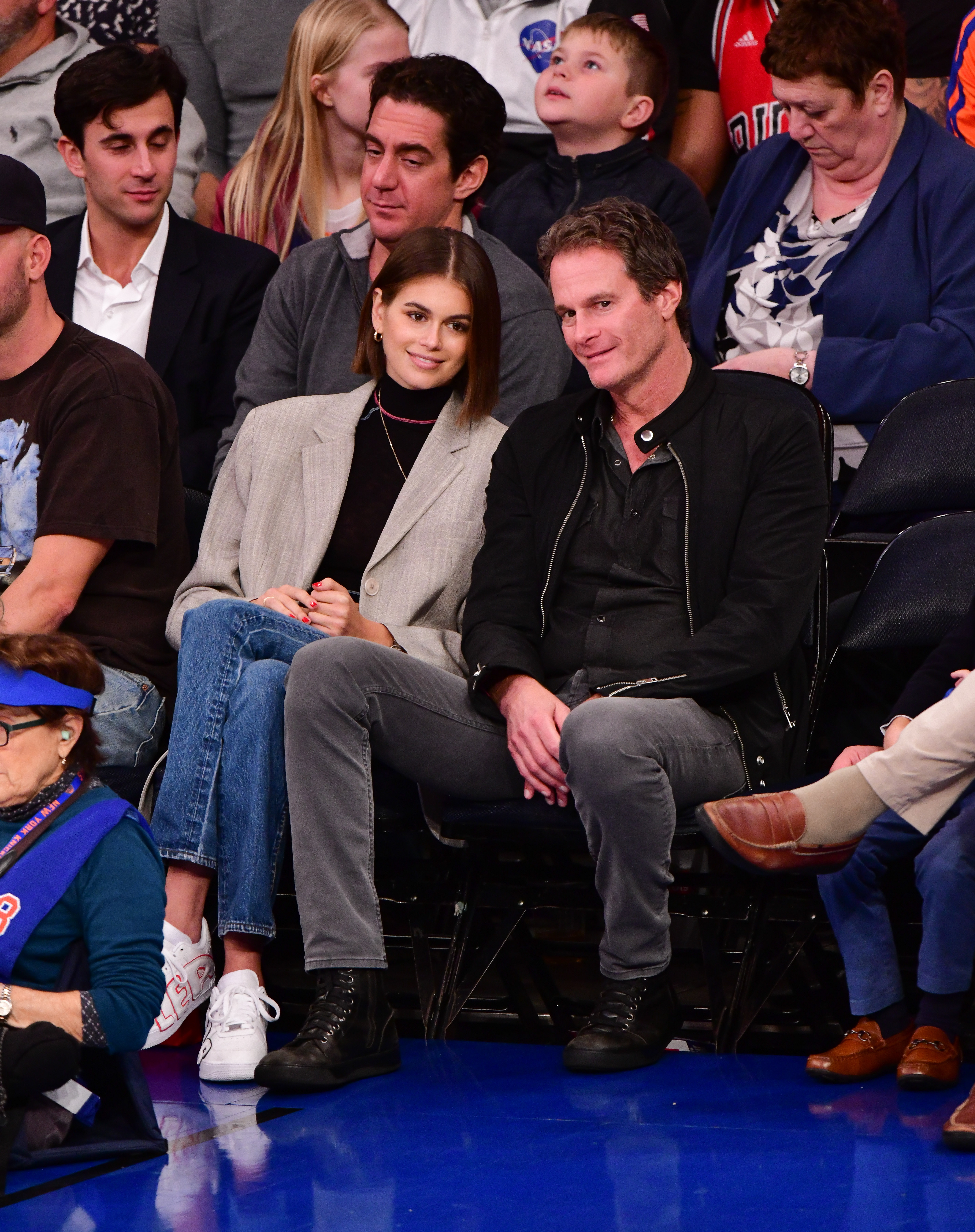 Kaia Gerber's courtside style at a New York Knicks game in 2019