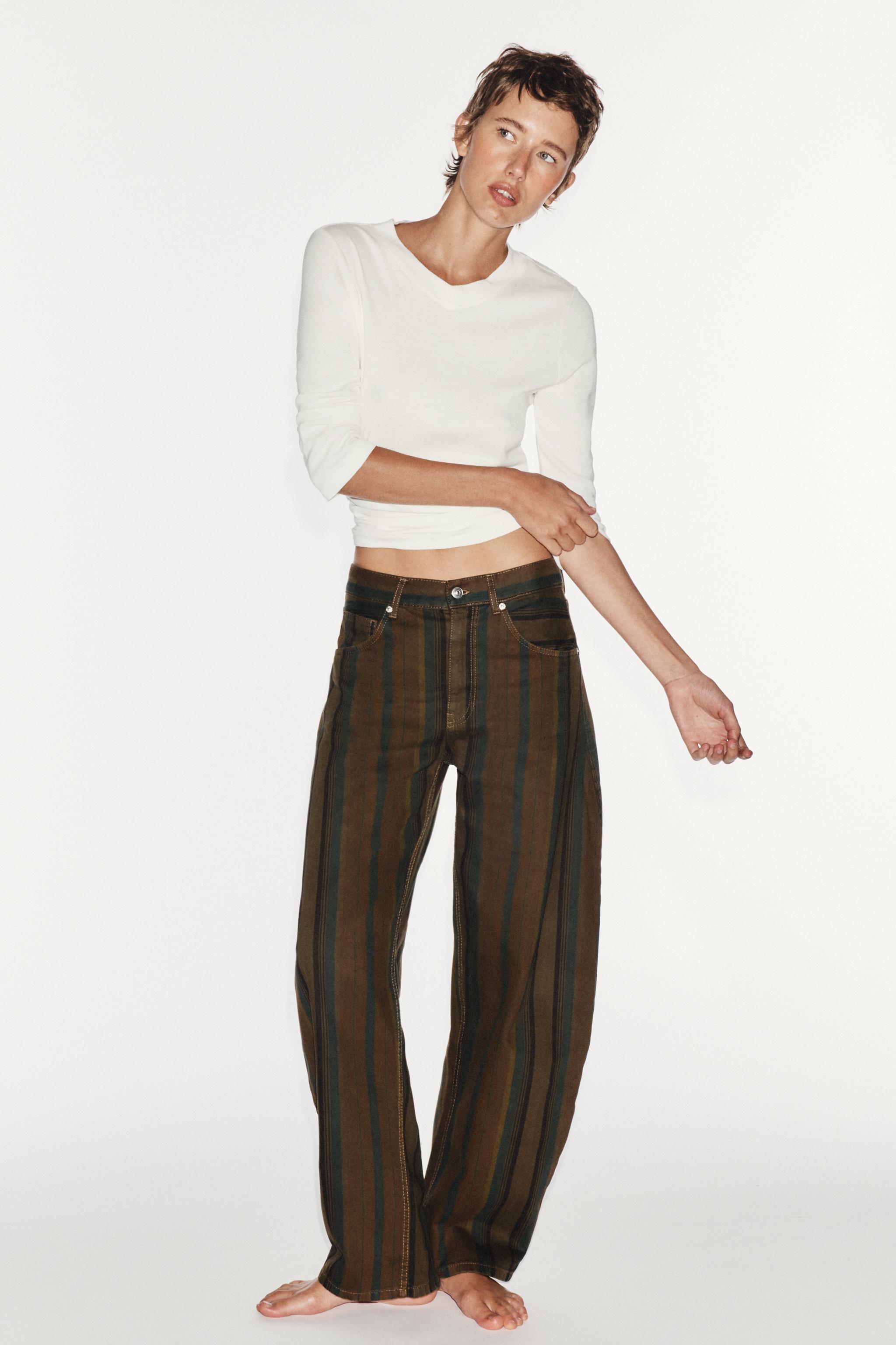 Trf Mid-Rise Barrel Striped Jeans - Striped - 25 (us 0)