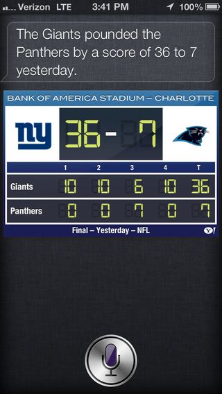 Siri Shows Sports Scores