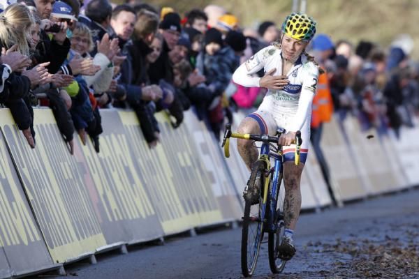 Daphny Van Den Brand celebrates her World Cup overall