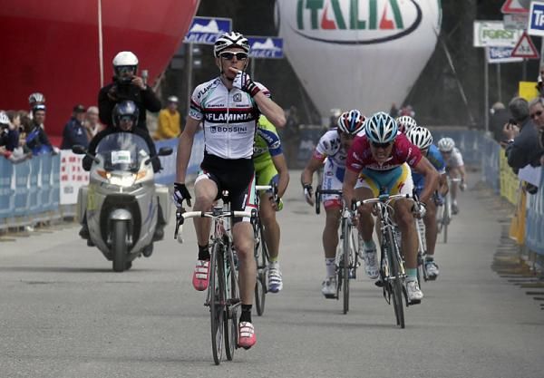 Riccardo Ricco' (Ceramica Flaminia) celebrates his victory in stage two, the Italian's third win of the season.