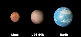 A NASA illustration compares the newly-discovered planet to Earth and Mars.