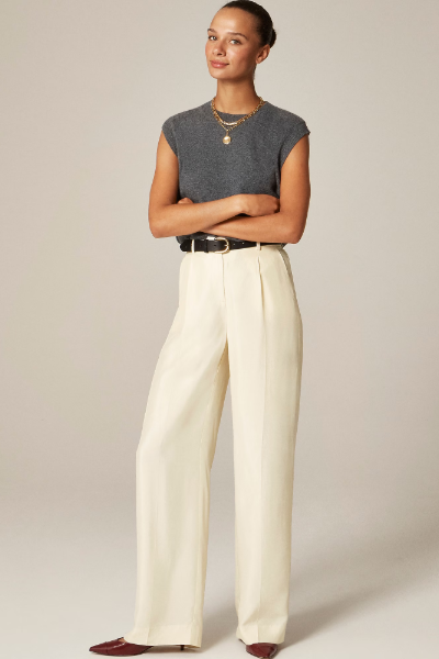 J.Crew, Essential Wide-Leg Pant in Textured Satin