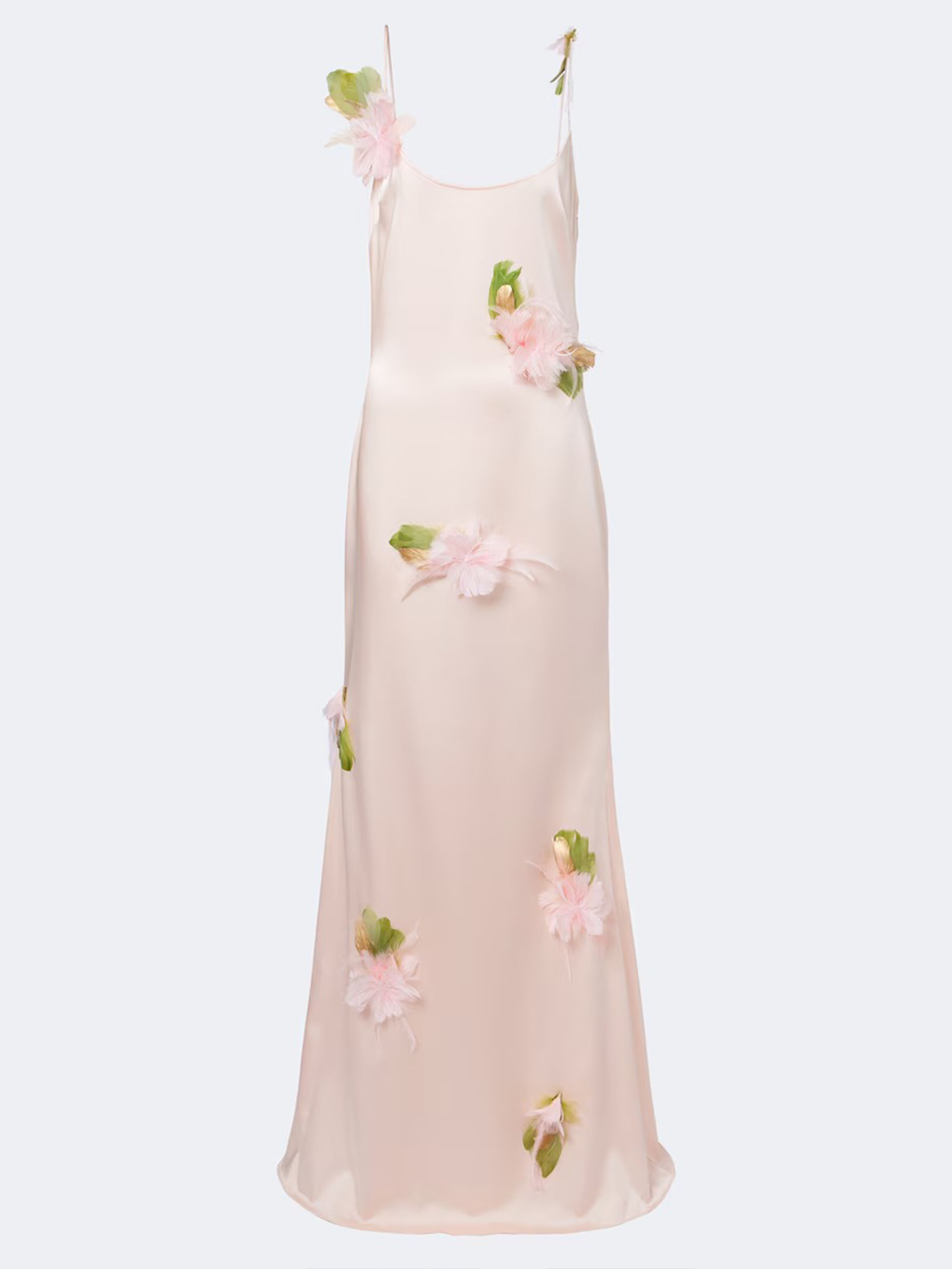 Nara Feather-Trimmed Satin Gown in Pink - the New Arrivals Ilkyaz Ozel