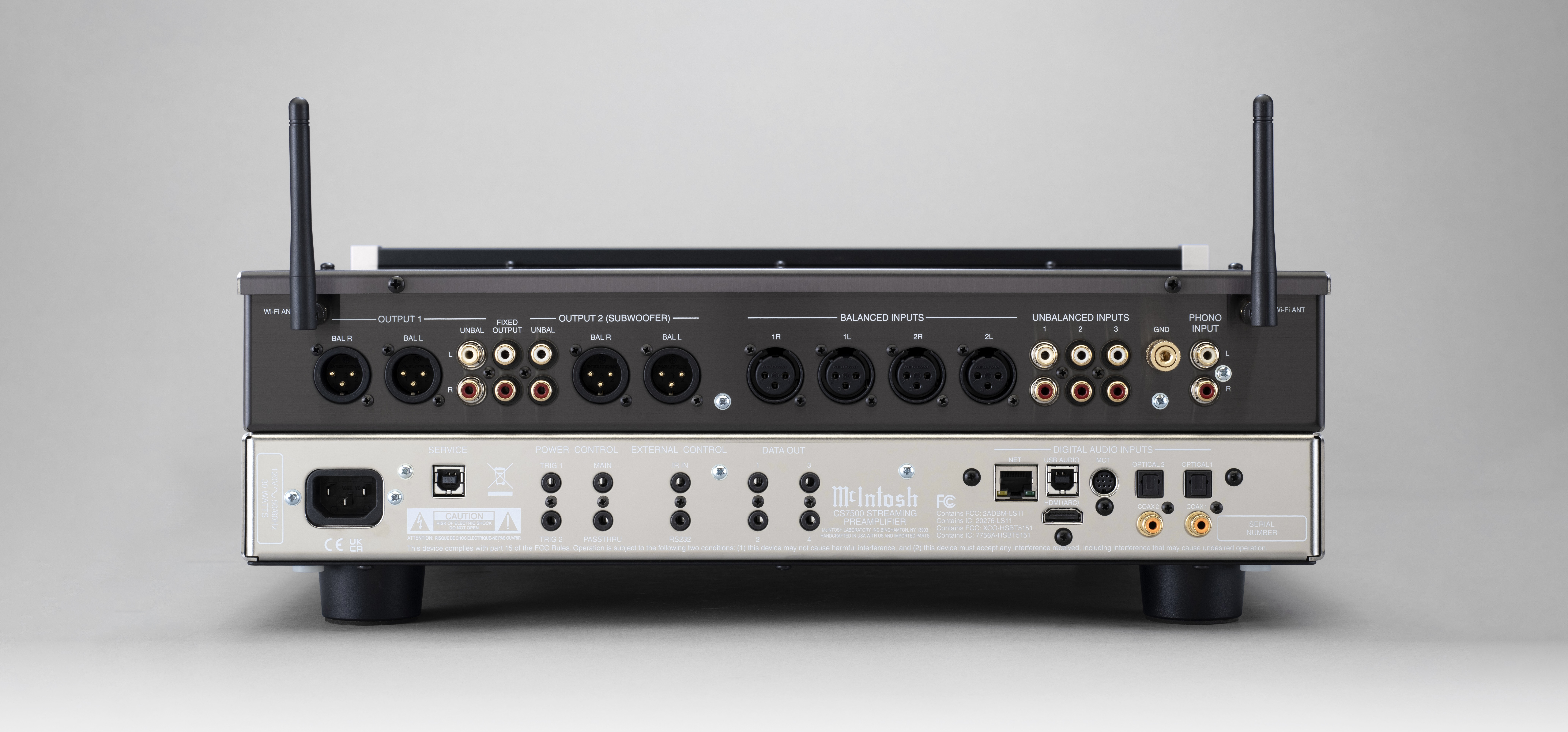 McIntosh CS7500 streaming preamp on a white background