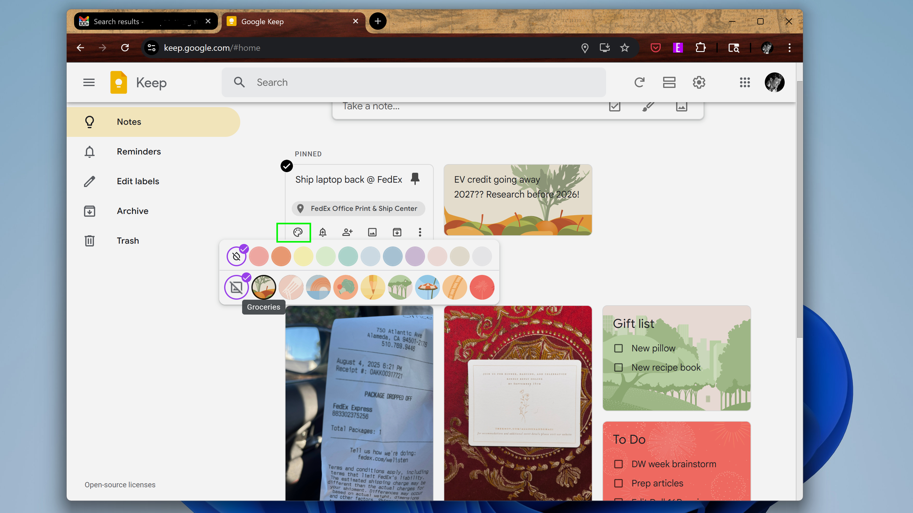 Google Keep in action