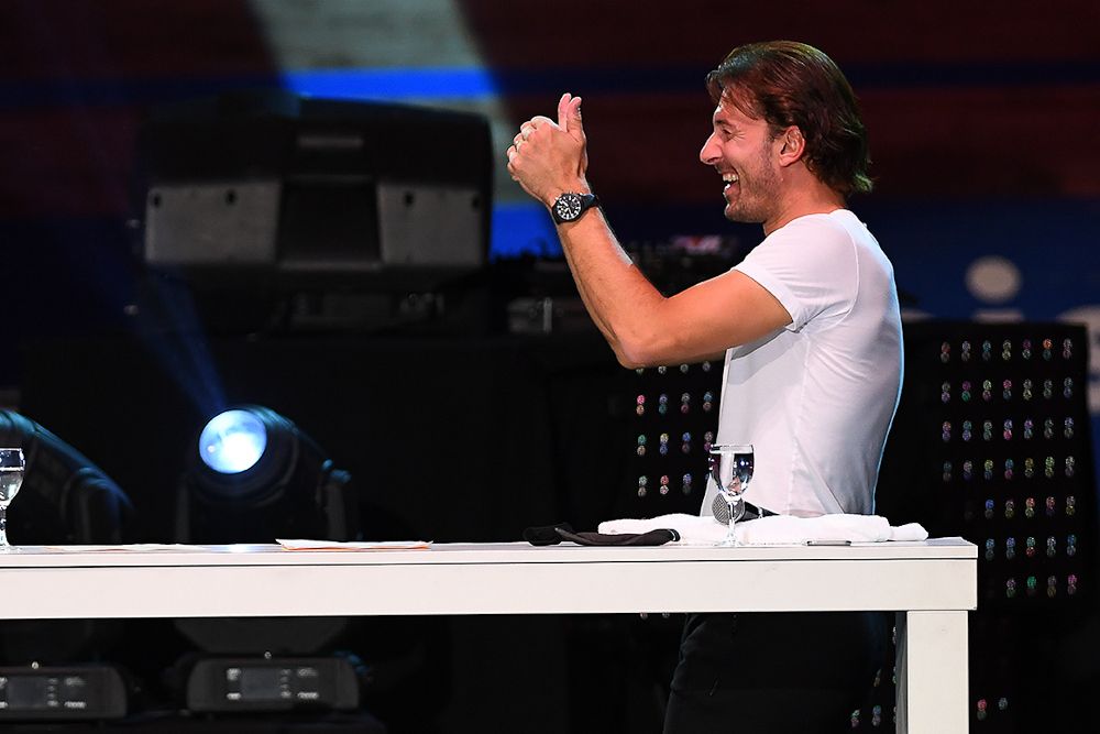 Fabian Cancellara on stage at the 'Ciao Fabian' event
