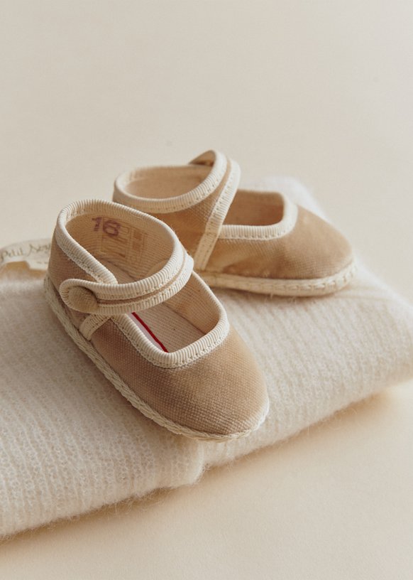 Mary Jane - Vibi Venezia B&amp;eacute;b&amp;eacute; Ballerinas - Beige - Cotton Velvet - S&amp;eacute;zane