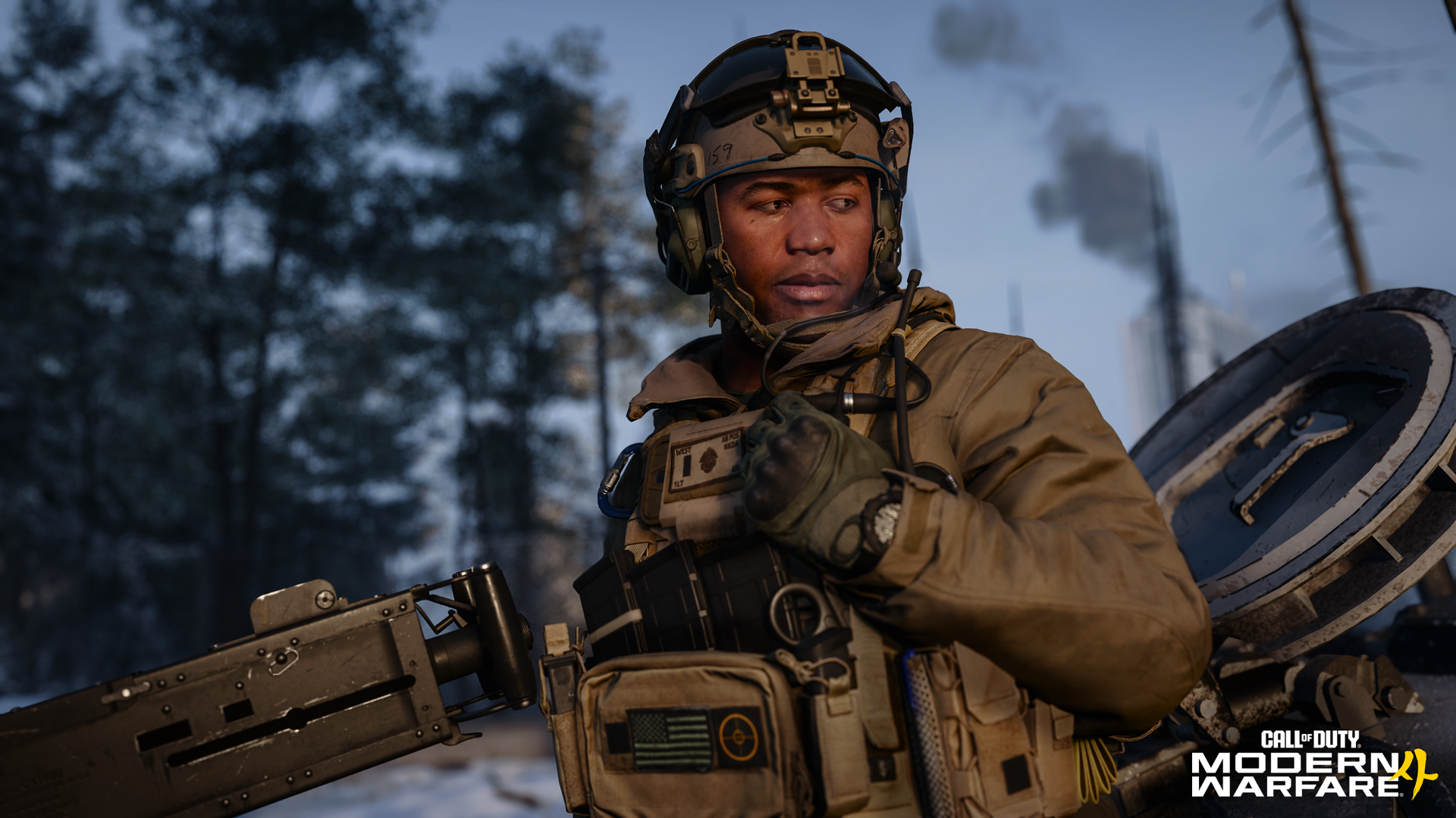 Call of Duty: Modern Warfare 4 campaign screenshot of Lt. West in a military vehicle.