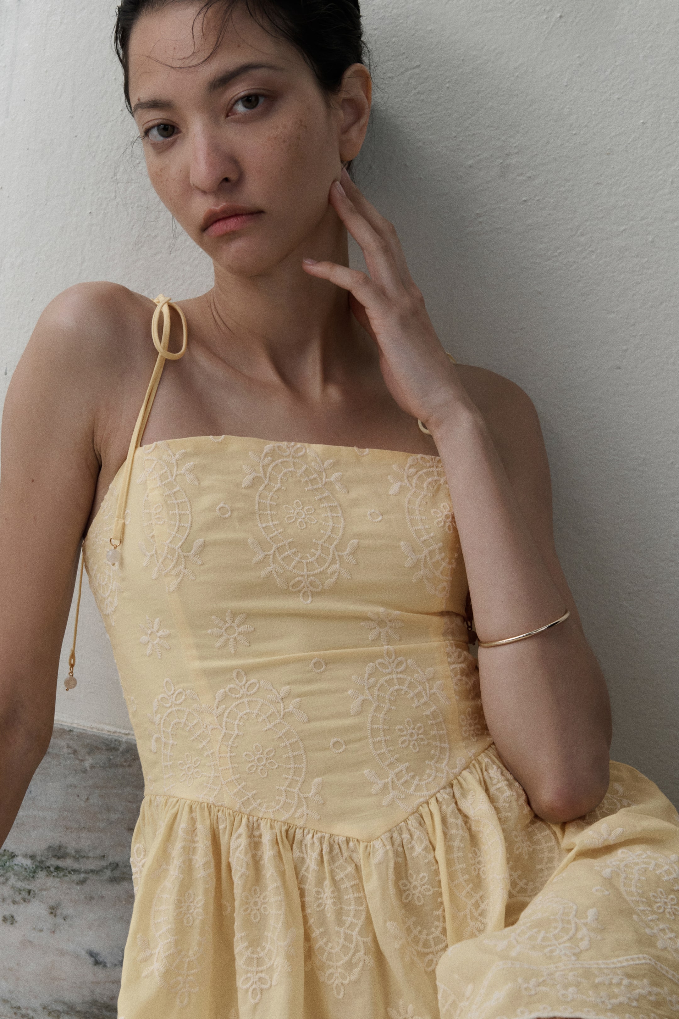 Embroidered Flared-Skirt Dress