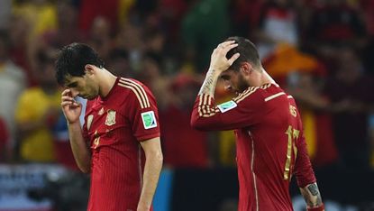 Javi Martinez and Sergio Ramos of Spain 