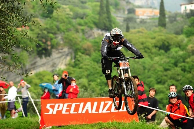 A rider catches air
