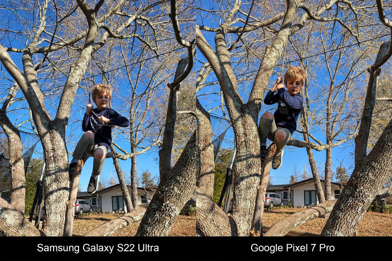 Comparing the cameras on the Galaxy S22 Ultra and Pixel 7 Pro when taking photos of moving children